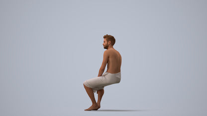 3D scanned man bathroom, photorealistic archviz people for Enscape and SketchUp, three-quarter view render