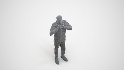 3D people model man business standing, scanned human for 3ds Max rendering, wireframe three-quarter view