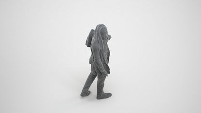 realistic 3D man casual walking, scanned archviz people for Blender and 3ds Max, wireframe three-quarter view