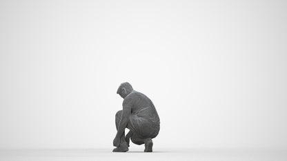 scanned 3D man sport standing, photogrammetry people for Enscape and V-Ray, wireframe back view