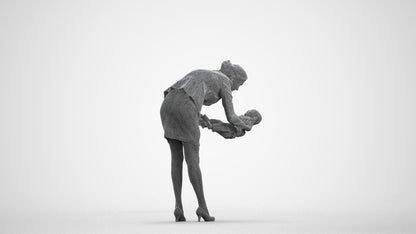 3D people model girl business kids, scanned human for 3ds Max rendering, wireframe front view