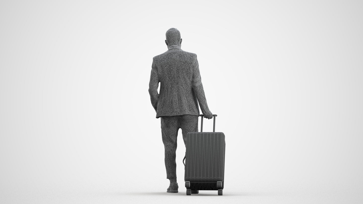 realistic 3D people man business, render-ready for V-Ray and Corona, FBX OBJ, wireframe front view