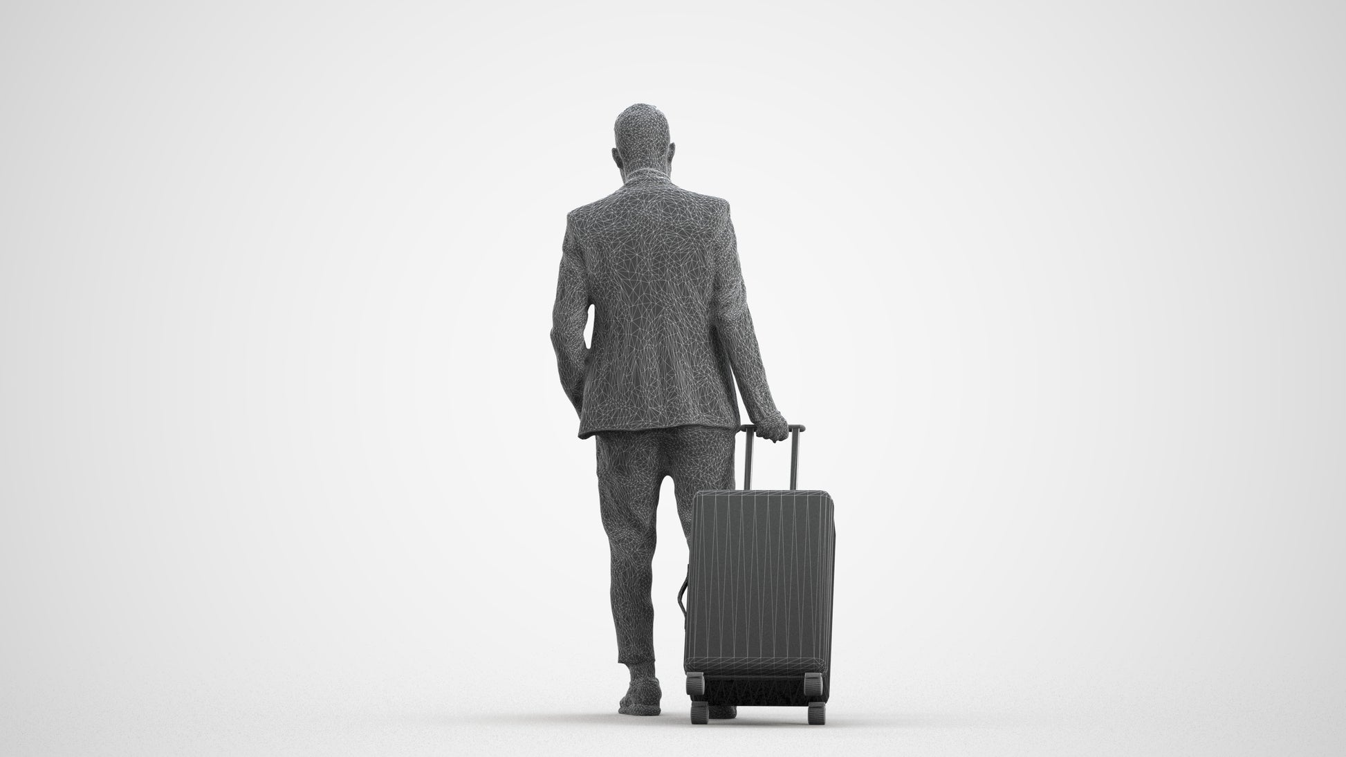 realistic 3D people man business, render-ready for V-Ray and Corona, FBX OBJ, wireframe front view