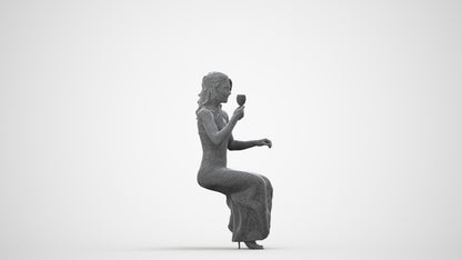 3D human model woman formal formalaffairs, photogrammetry scanned person for archviz, wireframe side view