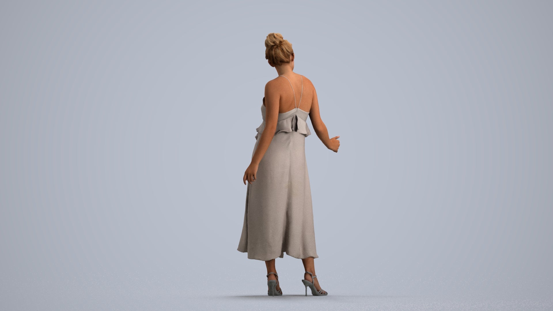 3D people model woman formal door, scanned human for 3ds Max rendering, front view render