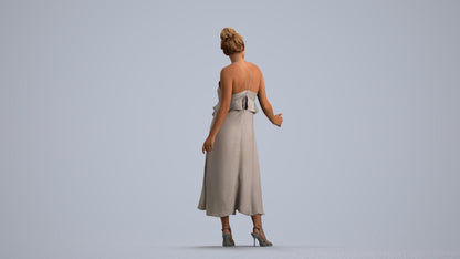 3D people model woman formal door, scanned human for 3ds Max rendering, front view render