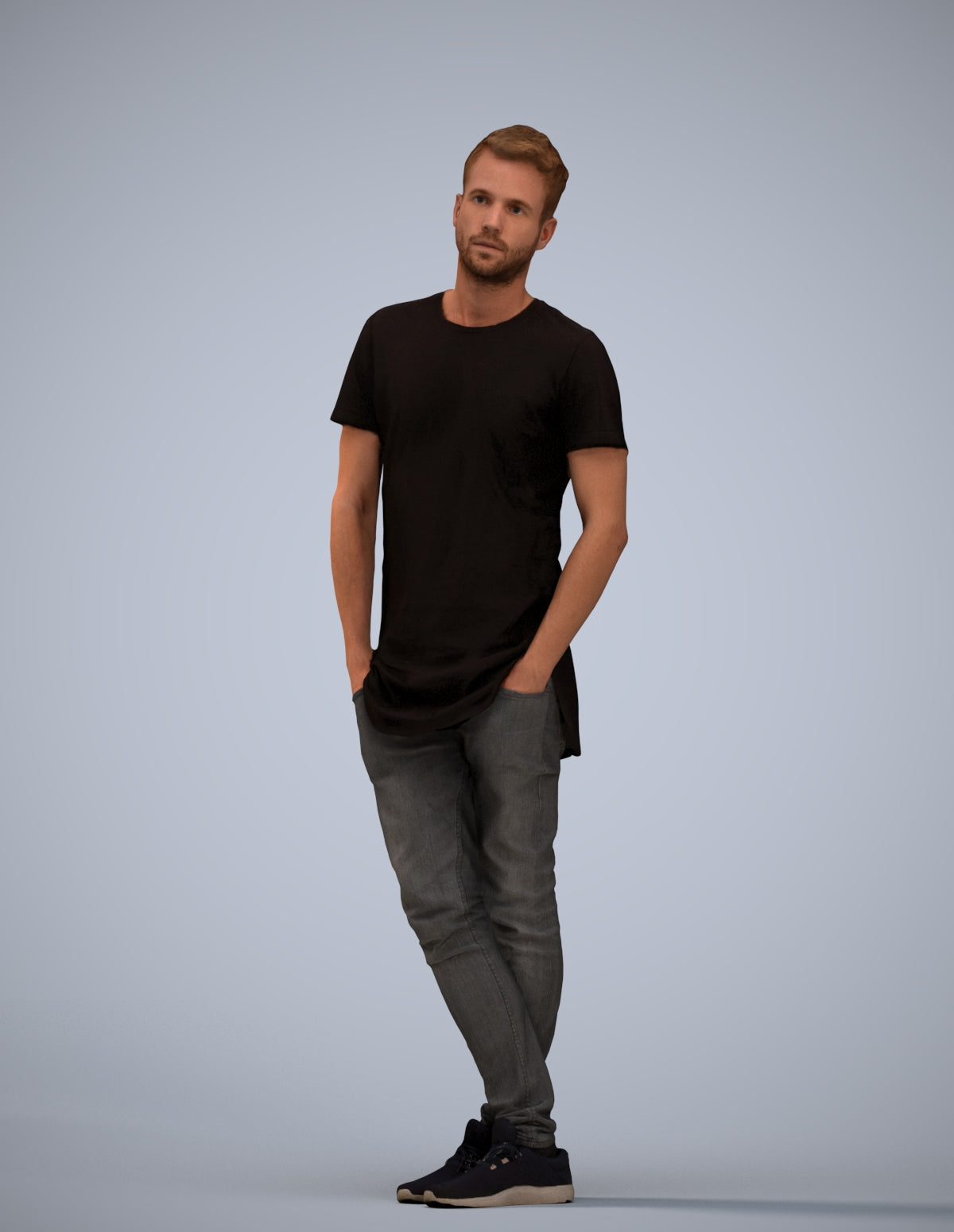 realistic 3D human man casual standing, archviz people FBX OBJ for Blender