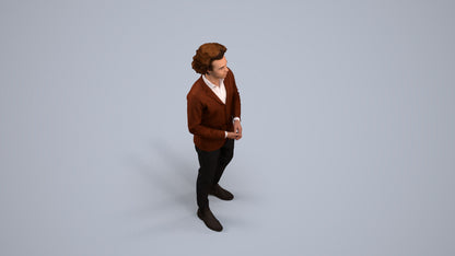photogrammetry 3D man casual standing, realistic human model archviz FBX, back view render