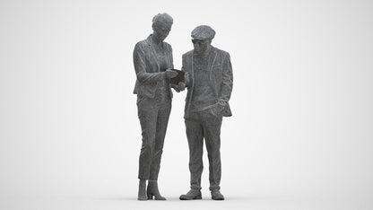 realistic 3D human woman business couple, archviz people FBX OBJ for Blender, three-quarter front view render