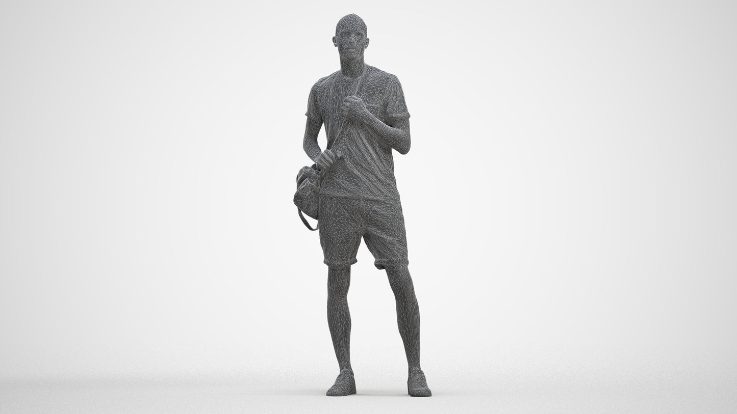3D scanned man mix casual, photorealistic archviz people for Enscape and SketchUp, three-quarter front view render