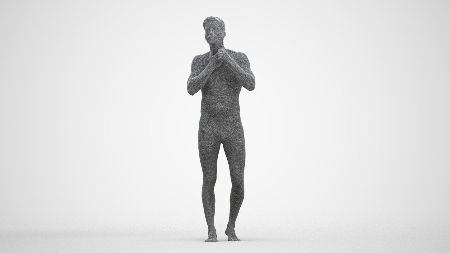 photogrammetry 3D man mix, realistic human model archviz FBX, three-quarter front view render