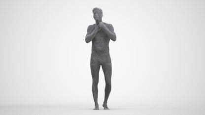 photogrammetry 3D man mix, realistic human model archviz FBX, three-quarter front view render