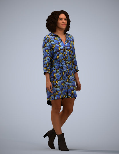 realistic 3D human woman casual walking, archviz people FBX OBJ for Blender