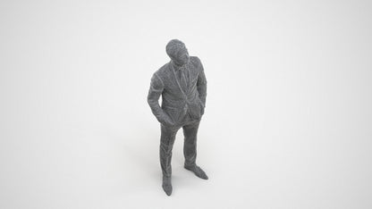 realistic 3D people man business, render-ready for V-Ray and Corona, FBX OBJ, wireframe three-quarter view
