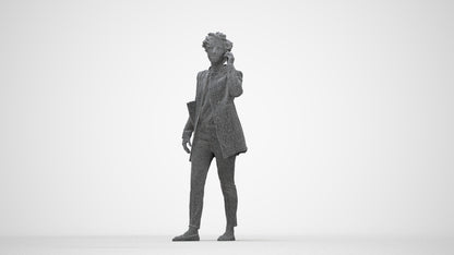 realistic 3D people woman business standing, render-ready for V-Ray and Corona, FBX OBJ, wireframe back view
