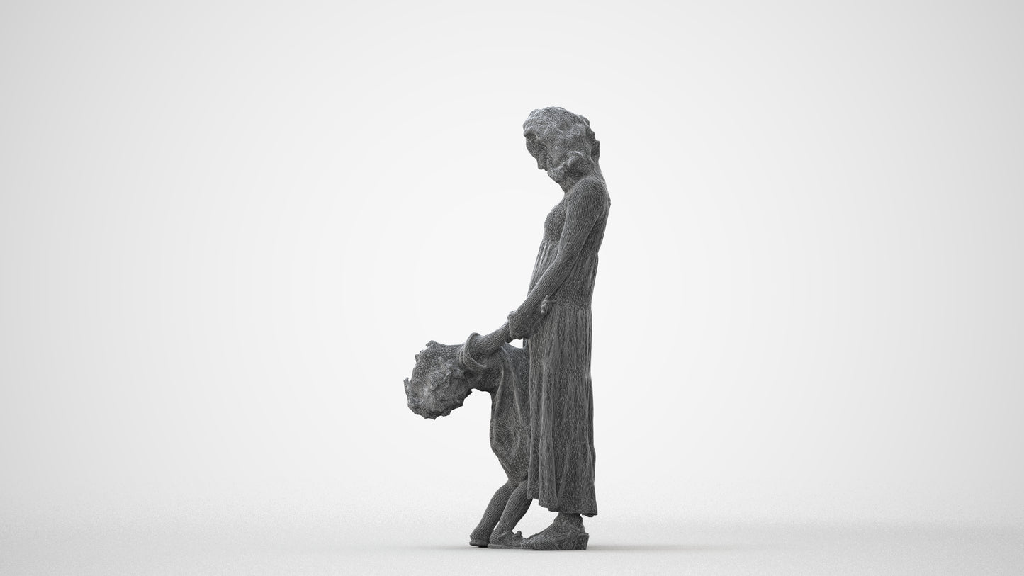 3D human model girl casual kids, photogrammetry scanned person for archviz, square thumbnail