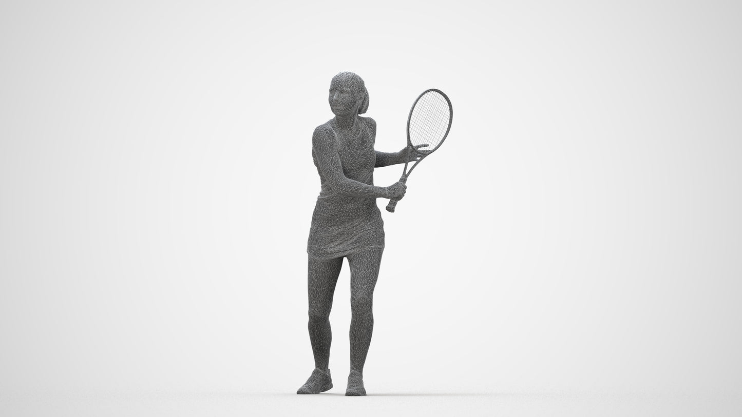 realistic 3D girl sport, scanned archviz people for Blender and 3ds Max, wireframe back view
