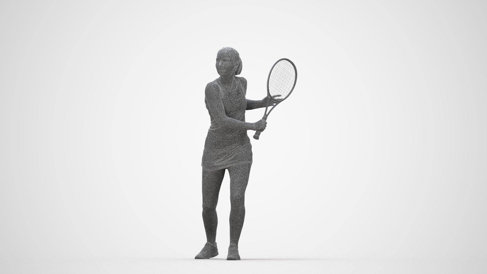 realistic 3D girl sport, scanned archviz people for Blender and 3ds Max, wireframe back view