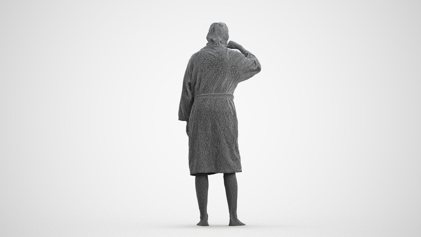 photogrammetry 3D man casual bathroom, realistic human model archviz FBX, wireframe front view