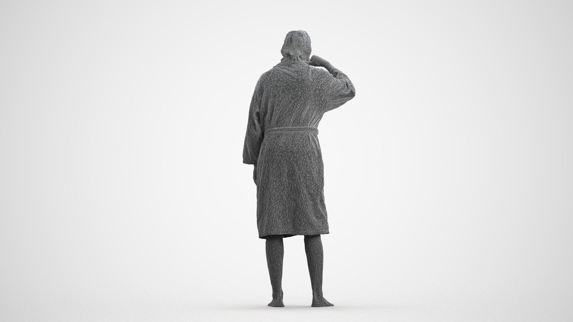 photogrammetry 3D man casual bathroom, realistic human model archviz FBX, wireframe front view