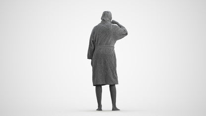 photogrammetry 3D man casual bathroom, realistic human model archviz FBX, wireframe front view