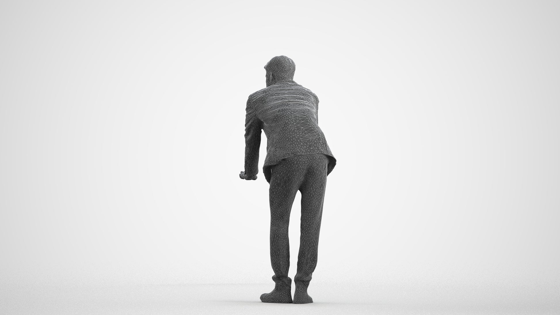 realistic 3D man business, scanned archviz people for Blender and 3ds Max, wireframe front view