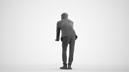 realistic 3D man business, scanned archviz people for Blender and 3ds Max, wireframe front view