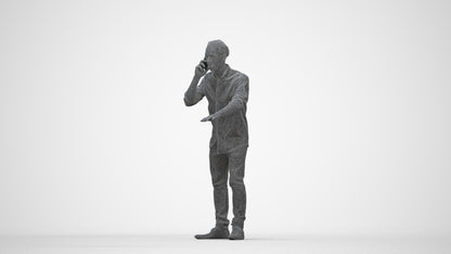 3D people model man casual standing, scanned human for 3ds Max rendering, wireframe back view
