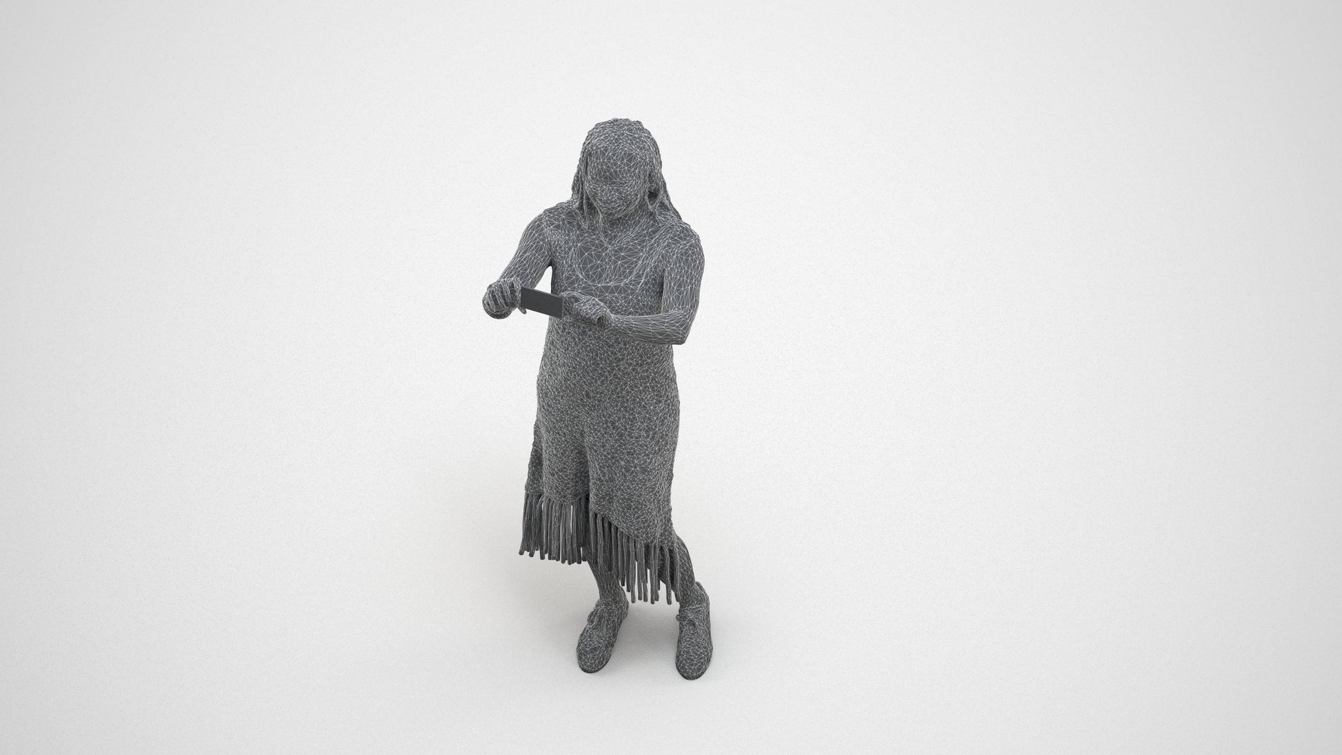 realistic 3D woman casual standing, scanned archviz people for Blender and 3ds Max, wireframe three-quarter view
