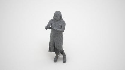 realistic 3D woman casual standing, scanned archviz people for Blender and 3ds Max, wireframe three-quarter view