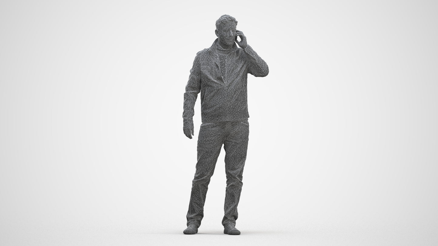 realistic 3D people man casual standing, render-ready for V-Ray and Corona, FBX OBJ, three-quarter front view render