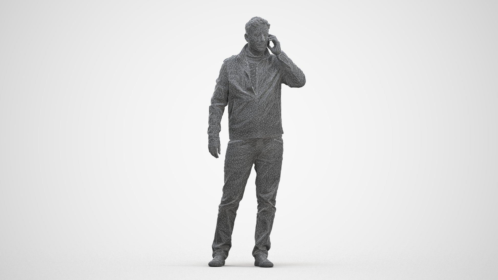 realistic 3D people man casual standing, render-ready for V-Ray and Corona, FBX OBJ, three-quarter front view render