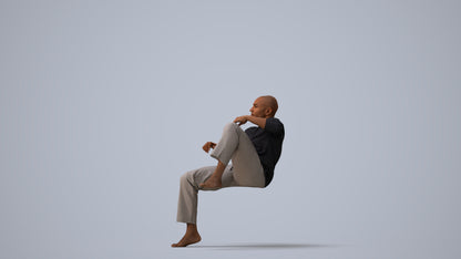 3D people model man casual bathroom, scanned human for 3ds Max rendering, three-quarter view render