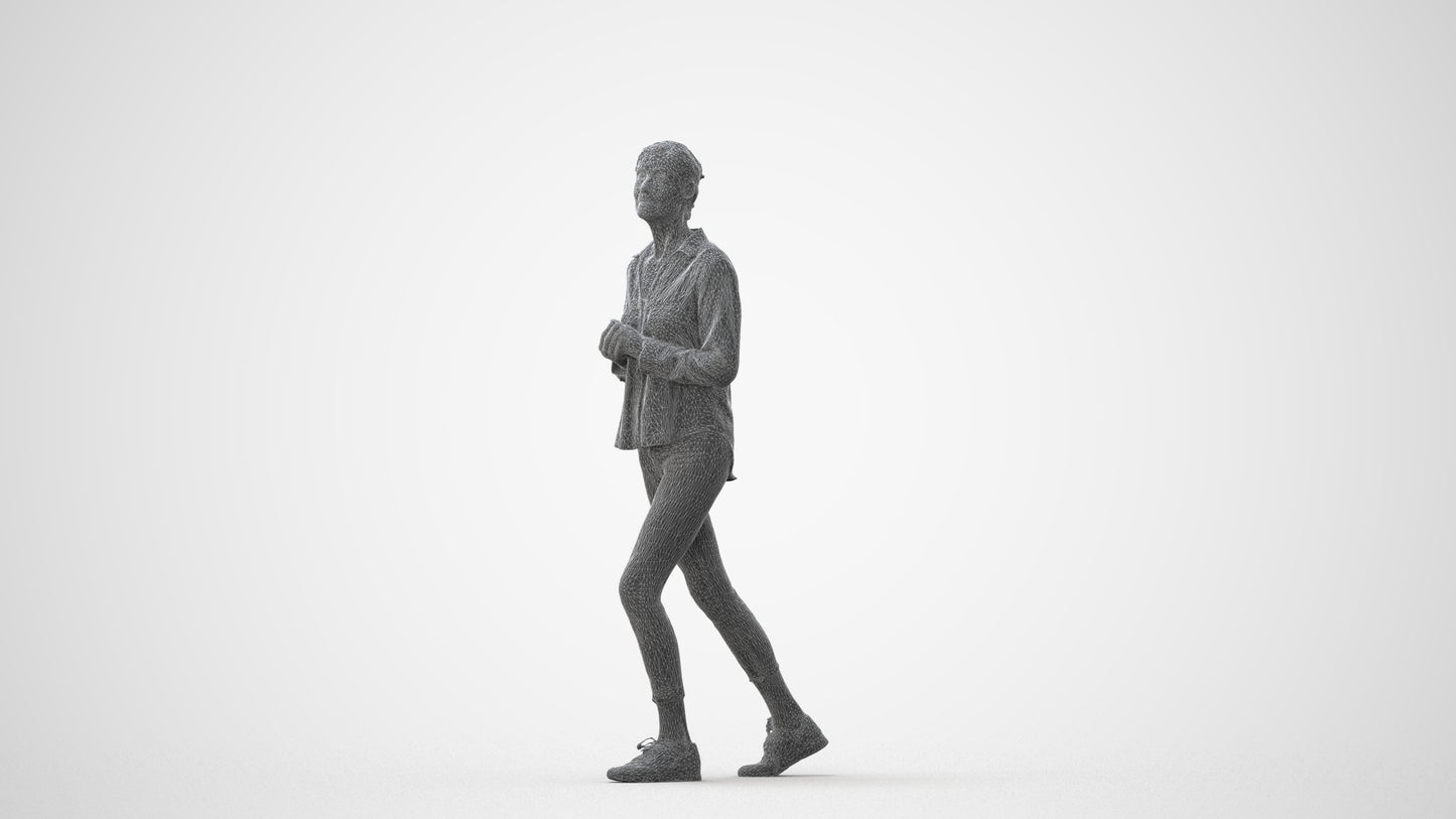 3D scanned senior woman standing casual, photorealistic archviz people for Enscape and SketchUp, square thumbnail