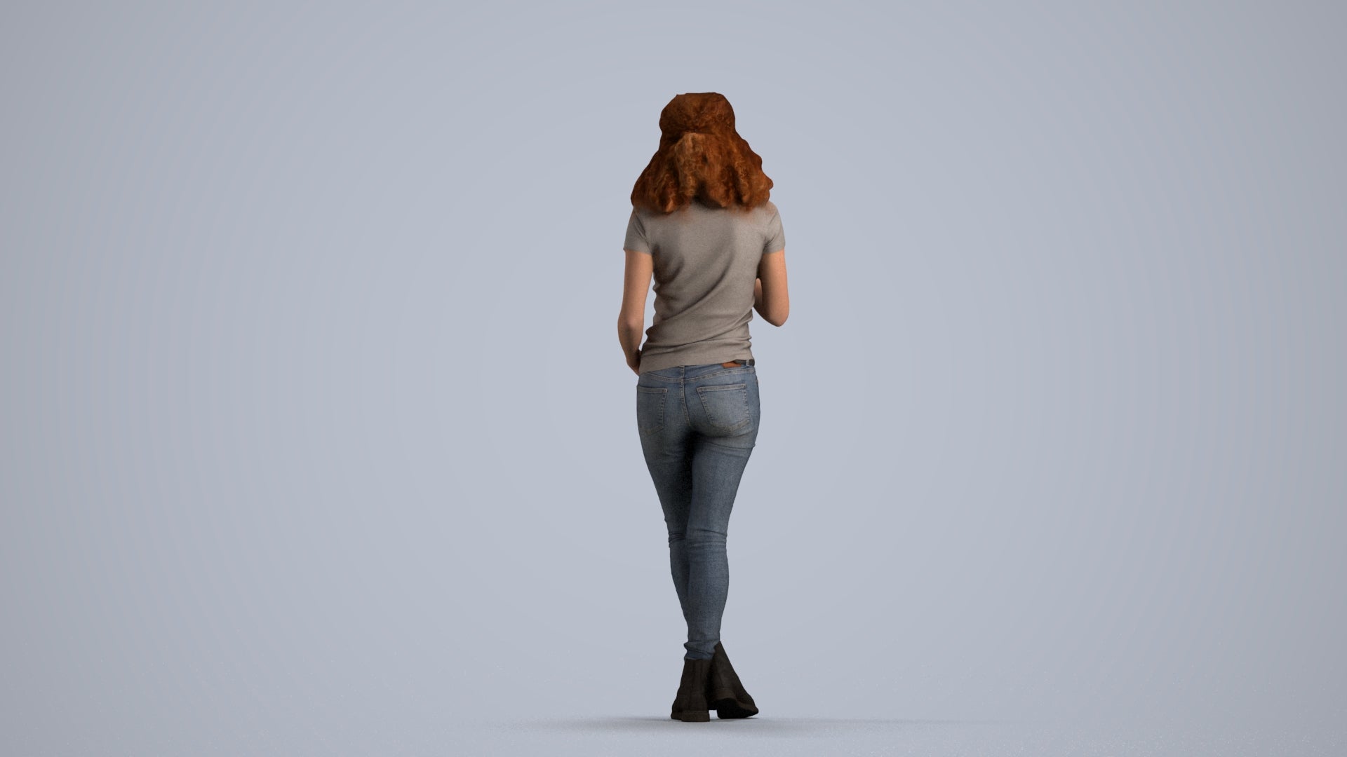 photogrammetry 3D woman casual standing, realistic human model archviz FBX, front view render