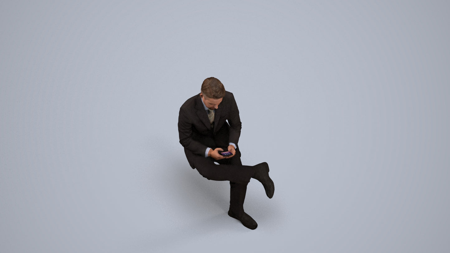 realistic 3D people man business, render-ready for V-Ray and Corona, FBX OBJ, back view render