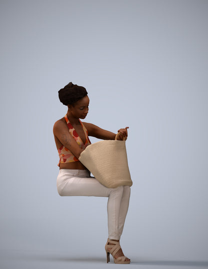 realistic 3D people woman casual sitting, render-ready for V-Ray and Corona, FBX OBJ