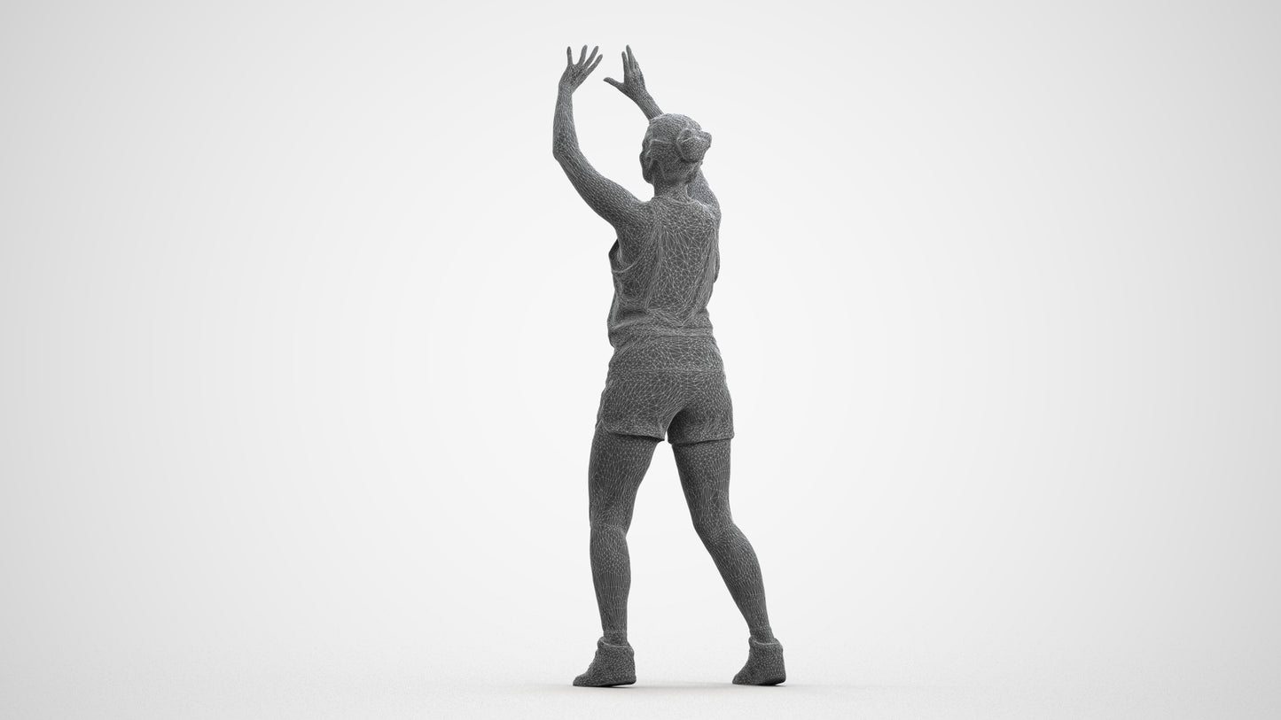 realistic 3D woman sport, scanned archviz people for Blender and 3ds Max, wireframe front view
