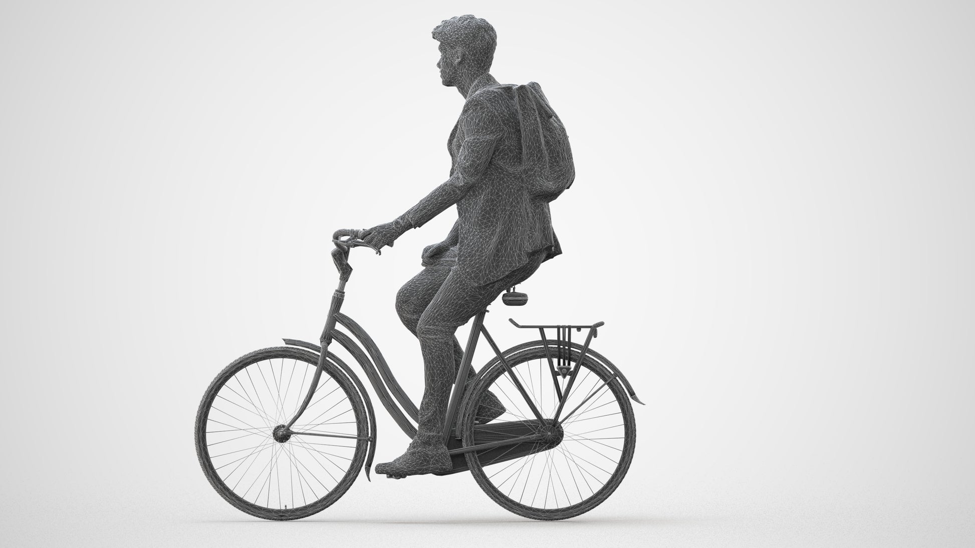 realistic 3D man casual cycling, scanned archviz people for Blender and 3ds Max, square thumbnail