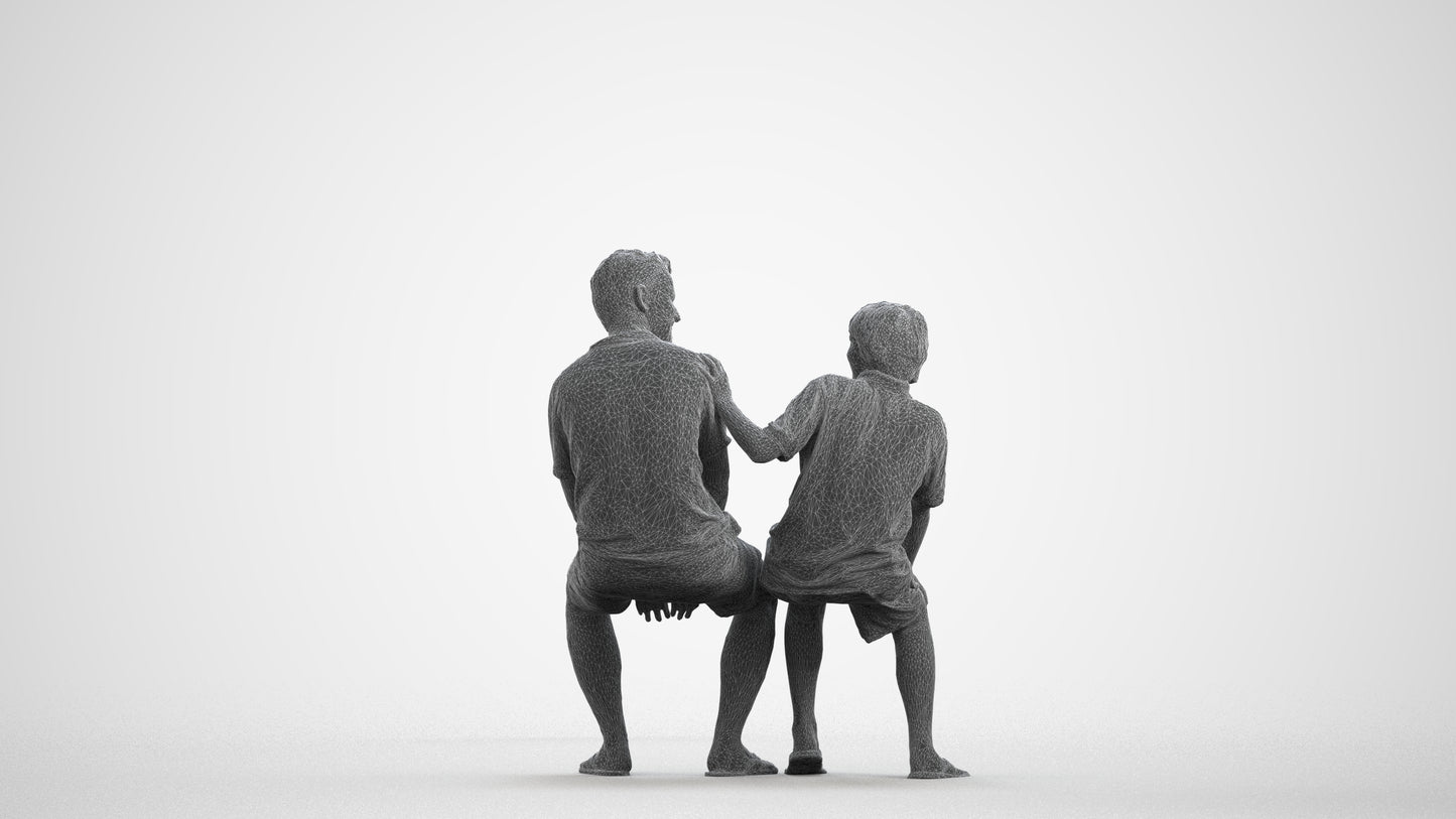 photogrammetry 3D boy kids, realistic human model archviz FBX, wireframe front view