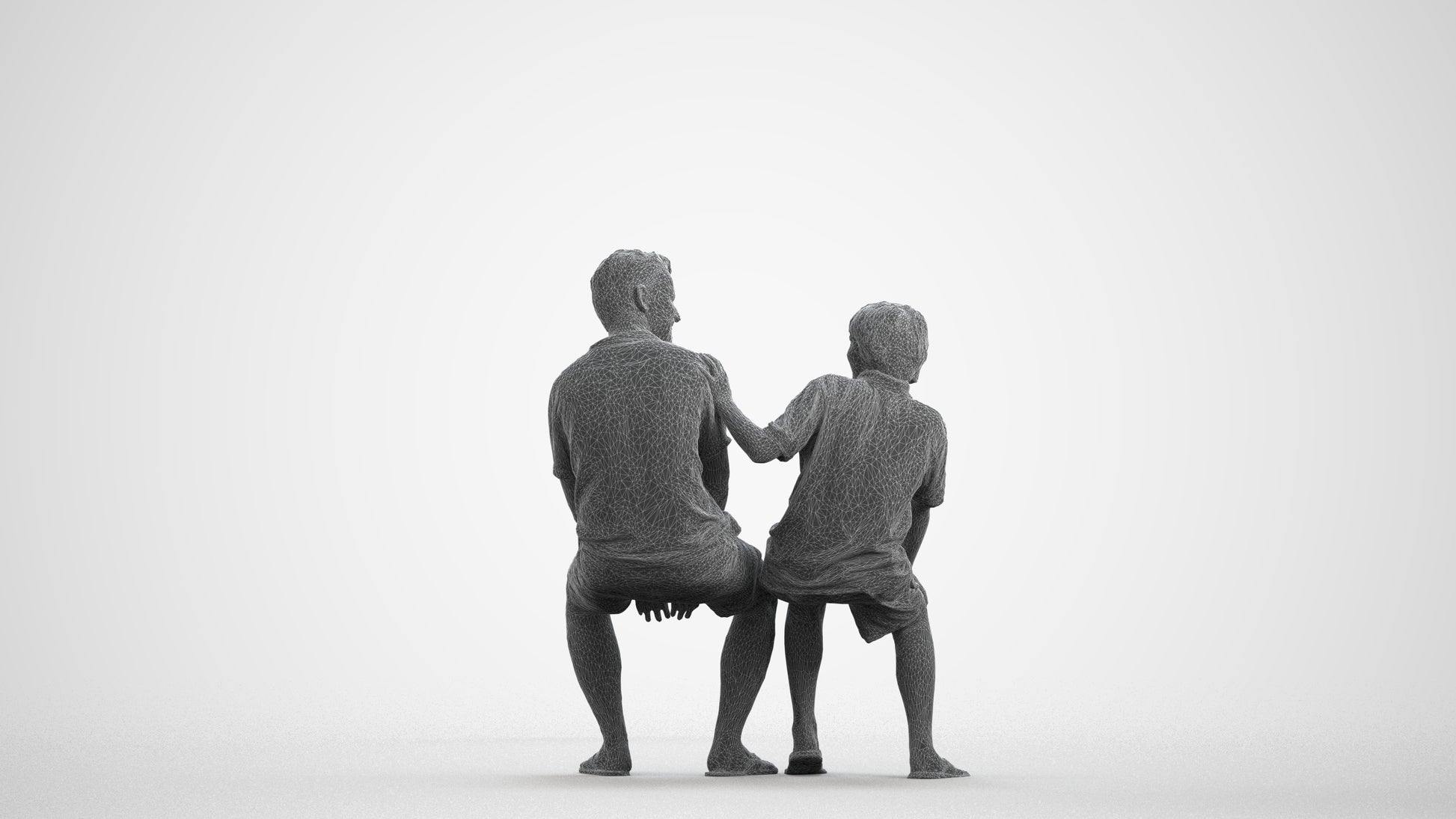 photogrammetry 3D boy kids, realistic human model archviz FBX, wireframe front view