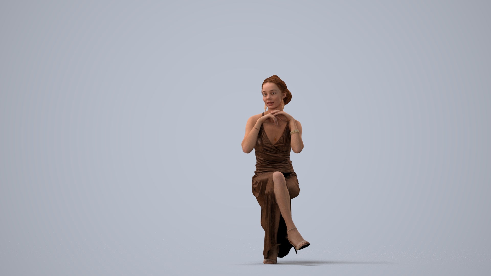 3D people model woman formal formalaffairs, scanned human for 3ds Max rendering, three-quarter view render