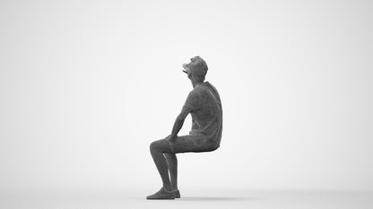 3D scanned man sitting casual, photorealistic archviz people for Enscape and SketchUp, square thumbnail