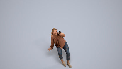 3D people model woman casual sitting, scanned human for 3ds Max rendering, back view render