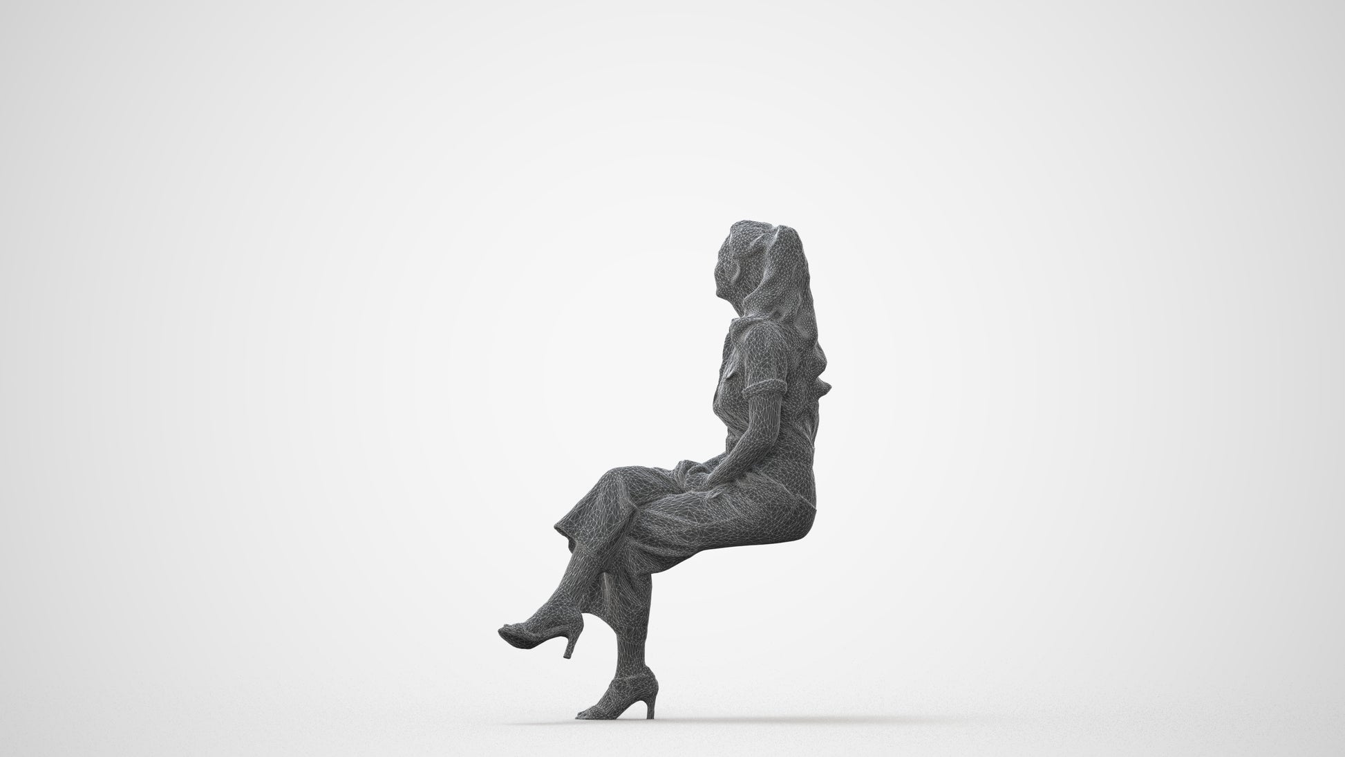 3D scanned woman sitting formal, photorealistic archviz people for Enscape and SketchUp, square thumbnail
