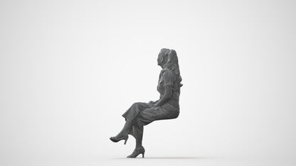 3D scanned woman sitting formal, photorealistic archviz people for Enscape and SketchUp, square thumbnail