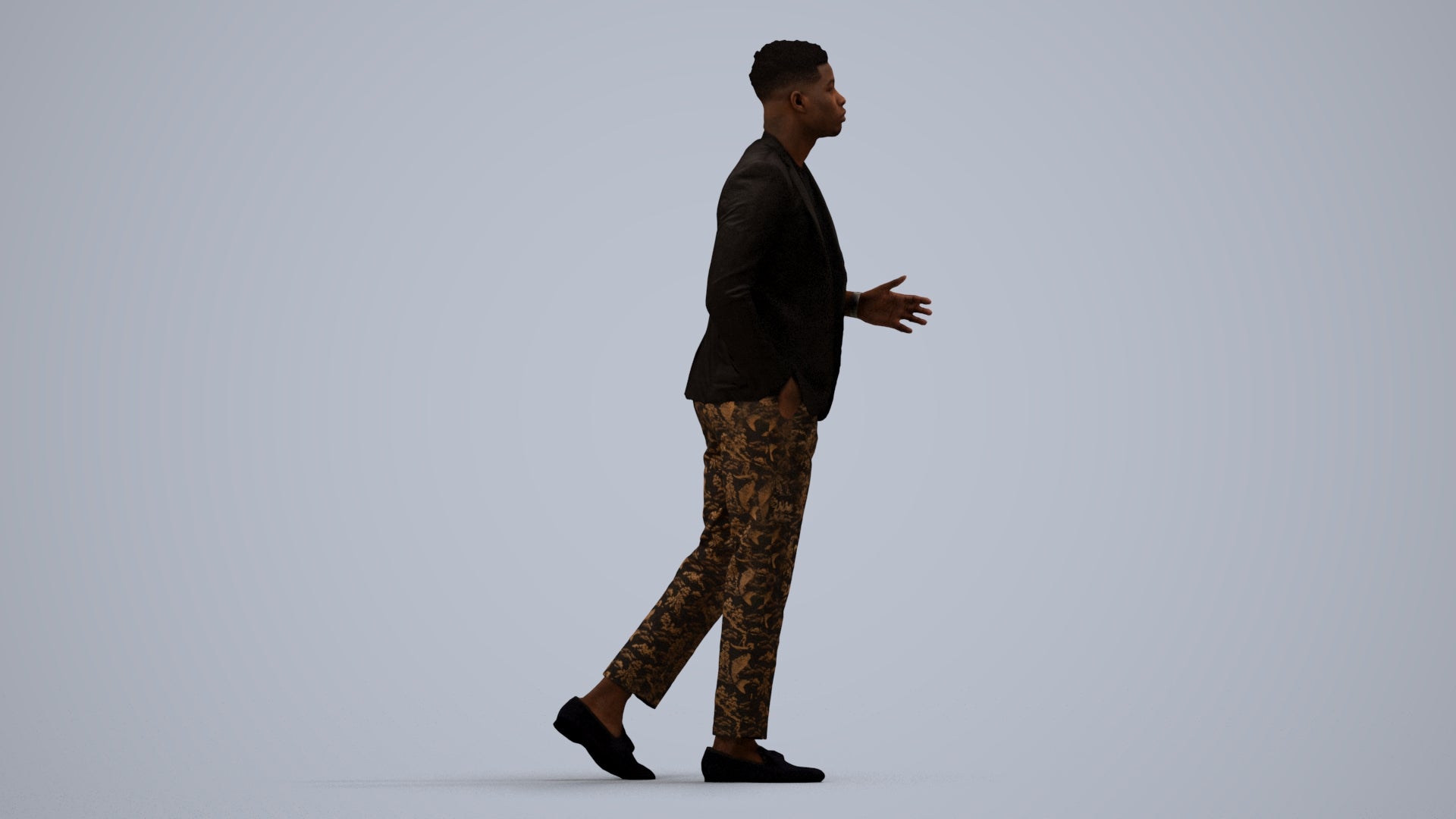 scanned 3D man formal formalaffairs, photogrammetry people for Enscape and V-Ray, side view render