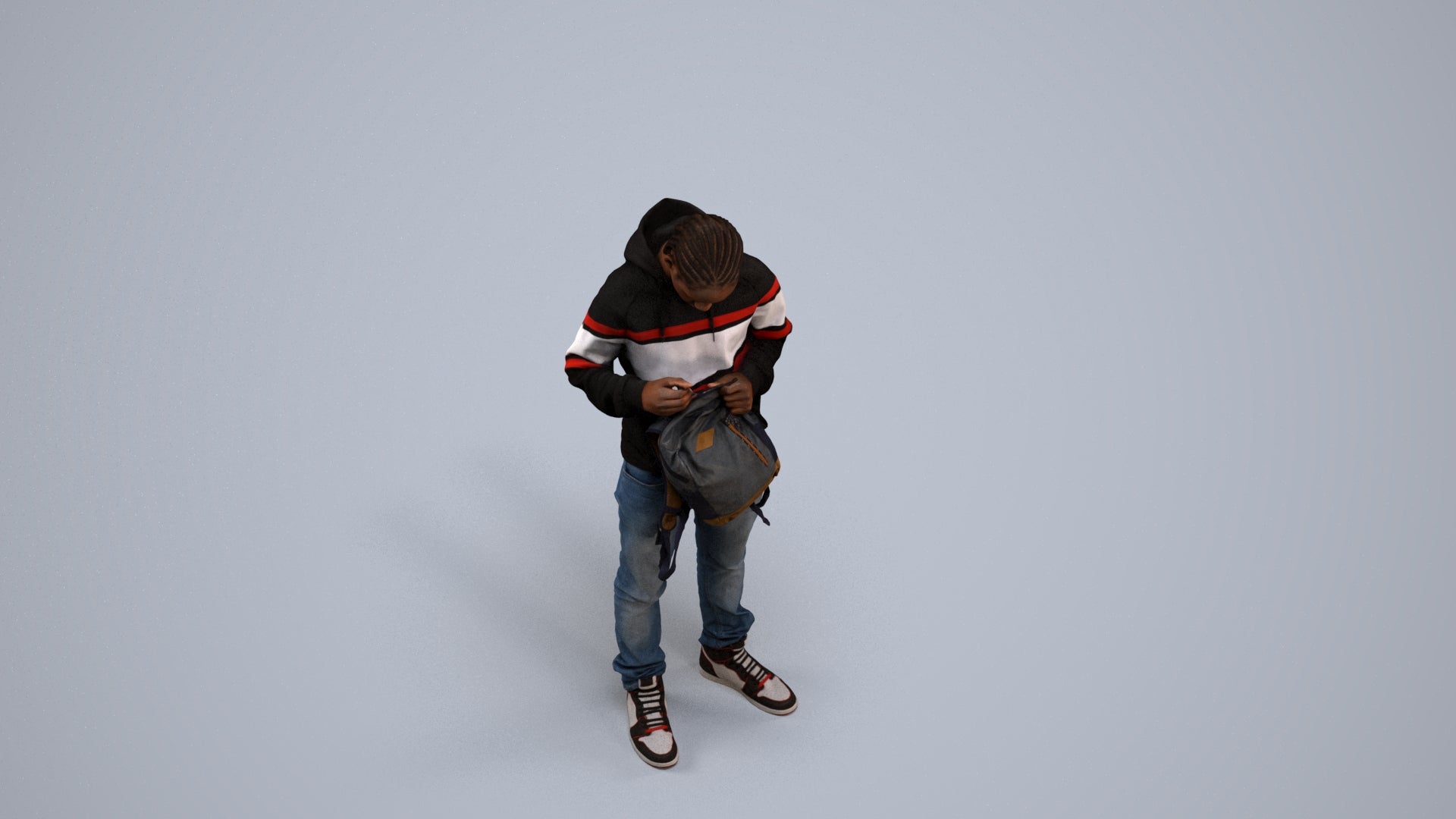 photogrammetry 3D boy casual kids, realistic human model archviz FBX, back view render