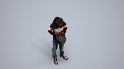 photogrammetry 3D boy casual kids, realistic human model archviz FBX, back view render