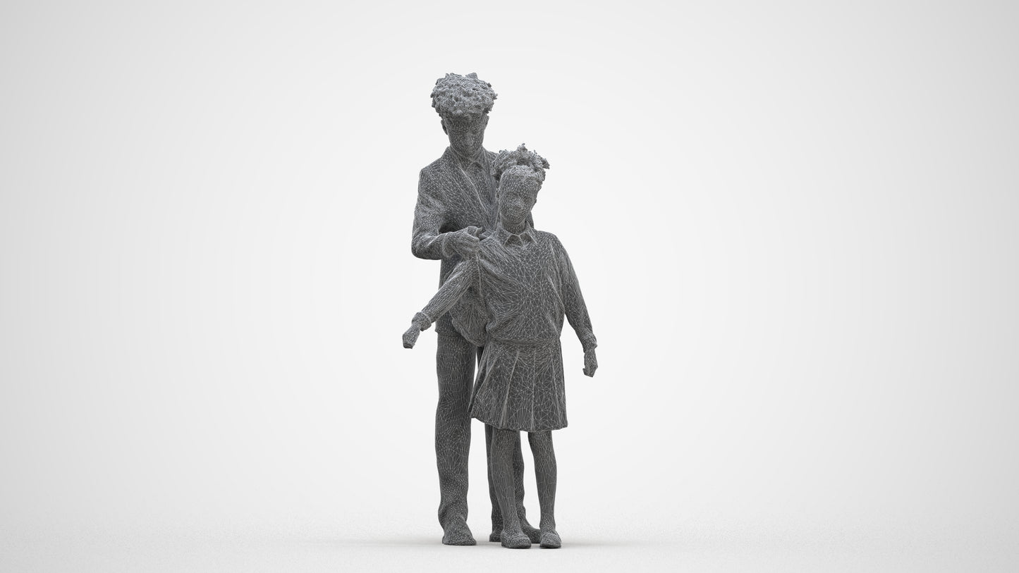 photogrammetry 3D girl kids, realistic human model archviz FBX, three-quarter front view render
